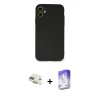 MARSİLYAN™- iPhone 11 Kılıf Ahenk Serisi - Siyah Bilvis 5in1 3D Magic Cam Ekran Koruyucu + Pers Alüminyum Kamera Lens - GD
