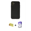 MARSİLYAN™- iPhone 11 Kılıf Ahenk Serisi - Siyah Bilvis 5in1 3D Magic Cam Ekran Koruyucu + Rainbow Kamera Lens Koruma Cam - KI