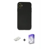 MARSİLYAN™- iPhone 11 Kılıf Ahenk Serisi - Siyah Bilvis 5in1 3D Magic Cam Ekran Koruyucu + Renkli Kamera Lens Koruma Cam - SI