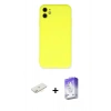 MARSİLYAN™- iPhone 11 Kılıf Ahenk Serisi - Siyah Bilvis 5in1 3D Magic Cam Ekran Koruyucu + Renkli Kamera Lens Koruma Cam - SI