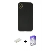 MARSİLYAN™- iPhone 11 Kılıf Ahenk Serisi - Siyah Bilvis 5in1 3D Magic Cam Ekran Koruyucu + Renkli Kamera Lens Koruma Cam - TU