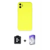MARSİLYAN™- iPhone 11 Kılıf Ahenk Serisi - Siyah Bilvis 5in1 3D Magic Cam Ekran Koruyucu + PVD Metal Kamera Lens - SH
