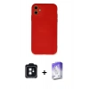 MARSİLYAN™- iPhone 11 Kılıf Ahenk Serisi - Siyah Bilvis 5in1 3D Magic Cam Ekran Koruyucu + PVD Metal Kamera Lens - SH