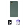 MARSİLYAN™- iPhone 11 Kılıf Ahenk Serisi - Siyah Bilvis 5in1 3D Magic Cam Ekran Koruyucu + PVD Metal Kamera Lens - SH