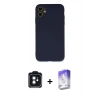 MARSİLYAN™- iPhone 11 Kılıf Ahenk Serisi - Siyah Bilvis 5in1 3D Magic Cam Ekran Koruyucu + PVD Metal Kamera Lens - SH
