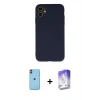 MARSİLYAN™- iPhone 11 Kılıf Ahenk Serisi - Siyah Bilvis 5in1 3D Magic Cam Ekran Koruyucu + Neon Fosforlu Kamera Lens - TU