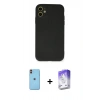 MARSİLYAN™- iPhone 11 Kılıf Ahenk Serisi - Siyah Bilvis 5in1 3D Magic Cam Ekran Koruyucu + Neon Fosforlu Kamera Lens - TU