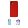 MARSİLYAN™- iPhone 11 Kılıf Ahenk Serisi - Siyah Bilvis 5in1 3D Magic Cam Ekran Koruyucu + Neon Fosforlu Kamera Lens - TU