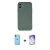 MARSİLYAN™- iPhone 11 Kılıf Ahenk Serisi - Siyah Bilvis 5in1 3D Magic Cam Ekran Koruyucu + Neon Fosforlu Kamera Lens - TU