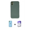 MARSİLYAN™- iPhone 11 Kılıf Ahenk Serisi - Siyah Bilvis 5in1 3D Magic Cam Ekran Koruyucu + Neon Fosforlu Kamera Lens - YL