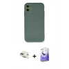 MARSİLYAN™- iPhone 11 Kılıf Ahenk Serisi - Siyah Bilvis 5in1 5D Magic Hayalet Cam Ekran Koruyucu + Pers Alüminyum Kamera Lens - GD