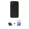 MARSİLYAN™- iPhone 11 Kılıf Ahenk Serisi - Siyah Bilvis 5in1 5D Magic Hayalet Cam Ekran Koruyucu + Kamera Lens Koruma Cam - SF