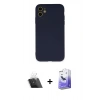 MARSİLYAN™- iPhone 11 Kılıf Ahenk Serisi - Siyah Bilvis 5in1 5D Magic Hayalet Cam Ekran Koruyucu + Kamera Lens Koruma Cam - SF