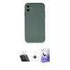 MARSİLYAN™- iPhone 11 Kılıf Ahenk Serisi - Siyah Bilvis 5in1 5D Magic Hayalet Cam Ekran Koruyucu + Kamera Lens Koruma Cam - SF