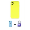 MARSİLYAN™- iPhone 11 Kılıf Ahenk Serisi - Siyah Bilvis 5in1 5D Magic Hayalet Cam Ekran Koruyucu + Neon Fosforlu Kamera Lens - MI