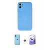 MARSİLYAN™- iPhone 11 Kılıf Ahenk Serisi - Siyah Bilvis 5in1 5D Magic Hayalet Cam Ekran Koruyucu + Neon Fosforlu Kamera Lens - MI