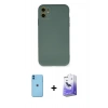 MARSİLYAN™- iPhone 11 Kılıf Ahenk Serisi - Siyah Bilvis 5in1 5D Magic Hayalet Cam Ekran Koruyucu + Neon Fosforlu Kamera Lens - MI