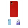 MARSİLYAN™- iPhone 11 Kılıf Ahenk Serisi - Siyah Bilvis 5in1 5D Magic Hayalet Cam Ekran Koruyucu + Neon Fosforlu Kamera Lens - MI