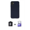 MARSİLYAN™- iPhone 11 Kılıf Ahenk Serisi - Siyah Bilvis 5in1 5D Magic Hayalet Cam Ekran Koruyucu + PVD Metal Kamera Lens - MI