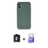 MARSİLYAN™- iPhone 11 Kılıf Ahenk Serisi - Siyah Bilvis 5in1 5D Magic Hayalet Cam Ekran Koruyucu + PVD Metal Kamera Lens - MI