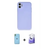 MARSİLYAN™- iPhone 11 Kılıf Ahenk Serisi - Siyah Bilvis 5in1 5D Magic Hayalet Cam Ekran Koruyucu + Neon Fosforlu Kamera Lens - YL