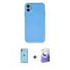 MARSİLYAN™- iPhone 11 Kılıf Ahenk Serisi - Siyah Bilvis 5in1 5D Magic Hayalet Cam Ekran Koruyucu + Neon Fosforlu Kamera Lens - YL