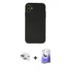 MARSİLYAN™- iPhone 11 Kılıf Ahenk Serisi - Siyah Bilvis 5in1 5D Magic Hayalet Cam Ekran Koruyucu + Pers Alüminyum Kamera Lens - YL