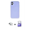 MARSİLYAN™- iPhone 11 Kılıf Ahenk Serisi - Siyah Bilvis 5in1 5D Magic Hayalet Cam Ekran Koruyucu + Pers Alüminyum Kamera Lens - YL