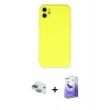 MARSİLYAN™- iPhone 11 Kılıf Ahenk Serisi - Siyah Bilvis 5in1 5D Magic Hayalet Cam Ekran Koruyucu + Pers Alüminyum Kamera Lens - YL