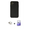 MARSİLYAN™- iPhone 11 Kılıf Ahenk Serisi - Siyah Bilvis 5in1 5D Magic Hayalet Cam Ekran Koruyucu + Pers Alüminyum Kamera Lens - GD