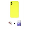 MARSİLYAN™- iPhone 11 Kılıf Ahenk Serisi - Siyah Bilvis 5in1 5D Magic Hayalet Cam Ekran Koruyucu + Pers Alüminyum Kamera Lens - KI
