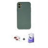 MARSİLYAN™- iPhone 11 Kılıf Ahenk Serisi - Siyah Bilvis 5in1 5D Magic Hayalet Cam Ekran Koruyucu + Pers Alüminyum Kamera Lens - KI