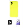 MARSİLYAN™- iPhone 11 Kılıf Ahenk Serisi - Siyah Bilvis 5in1 5D Magic Hayalet Cam Ekran Koruyucu + PVD Metal Kamera Lens - TU