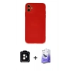 MARSİLYAN™- iPhone 11 Kılıf Ahenk Serisi - Siyah Bilvis 5in1 5D Magic Hayalet Cam Ekran Koruyucu + PVD Metal Kamera Lens - TU