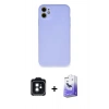 MARSİLYAN™- iPhone 11 Kılıf Ahenk Serisi - Siyah Bilvis 5in1 5D Magic Hayalet Cam Ekran Koruyucu + PVD Metal Kamera Lens - SH