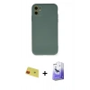 MARSİLYAN™- iPhone 11 Kılıf Ahenk Serisi - Siyah Bilvis 5in1 5D Magic Hayalet Cam Ekran Koruyucu + Rainbow Kamera Lens Koruma Cam - KI