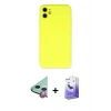 MARSİLYAN™- iPhone 11 Kılıf Ahenk Serisi - Siyah Bilvis 5in1 5D Magic Hayalet Cam Ekran Koruyucu + Raze Metal Kamera Lens - KI