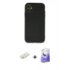 MARSİLYAN™- iPhone 11 Kılıf Ahenk Serisi - Siyah Bilvis 5in1 5D Magic Hayalet Cam Ekran Koruyucu + Renkli Kamera Lens Koruma Cam - YL