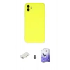 MARSİLYAN™- iPhone 11 Kılıf Ahenk Serisi - Siyah Bilvis 5in1 5D Magic Hayalet Cam Ekran Koruyucu + Renkli Kamera Lens Koruma Cam - YL