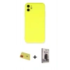 MARSİLYAN™- iPhone 11 Kılıf Ahenk Serisi - Siyah Bilvis Hayalet Cam Ekran Koruyucu + Rainbow Kamera Lens Koruma Cam - KI