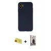 MARSİLYAN™- iPhone 11 Kılıf Ahenk Serisi - Siyah Bilvis Hayalet Cam Ekran Koruyucu + Rainbow Kamera Lens Koruma Cam - KI