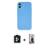 MARSİLYAN™- iPhone 11 Kılıf Ahenk Serisi - Siyah Bilvis Hayalet Cam Ekran Koruyucu + PVD Metal Kamera Lens - MI