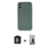 MARSİLYAN™- iPhone 11 Kılıf Ahenk Serisi - Siyah Bilvis Hayalet Cam Ekran Koruyucu + PVD Metal Kamera Lens - MI