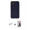 MARSİLYAN™- iPhone 11 Kılıf Ahenk Serisi - Siyah Bilvis Hayalet Cam Ekran Koruyucu + Renkli Kamera Lens Koruma Cam - SI