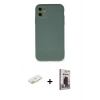 MARSİLYAN™- iPhone 11 Kılıf Ahenk Serisi - Siyah Bilvis Hayalet Cam Ekran Koruyucu + Renkli Kamera Lens Koruma Cam - SI