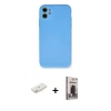 MARSİLYAN™- iPhone 11 Kılıf Ahenk Serisi - Siyah Bilvis Hayalet Cam Ekran Koruyucu + Renkli Kamera Lens Koruma Cam - SI