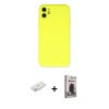 MARSİLYAN™- iPhone 11 Kılıf Ahenk Serisi - Siyah Bilvis Hayalet Cam Ekran Koruyucu + Renkli Kamera Lens Koruma Cam - SI