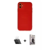 MARSİLYAN™- iPhone 11 Kılıf Ahenk Serisi - Siyah Bilvis Hayalet Cam Ekran Koruyucu + Kamera Lens Koruma Cam - SF