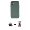 MARSİLYAN™- iPhone 11 Kılıf Ahenk Serisi - Siyah Bilvis Hayalet Cam Ekran Koruyucu + Kamera Lens Koruma Cam - SF