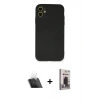 MARSİLYAN™- iPhone 11 Kılıf Ahenk Serisi - Siyah Bilvis Hayalet Cam Ekran Koruyucu + Kamera Lens Koruma Cam - SF